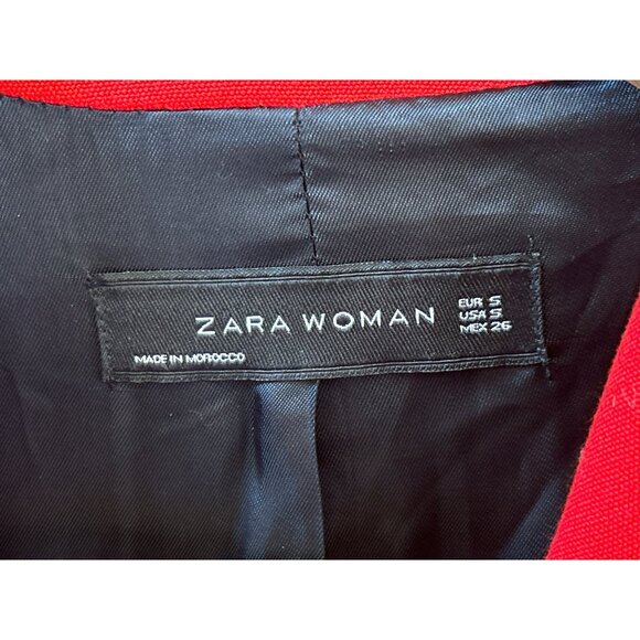 Zara Women's Red Double Button Dress Coat Small Structured Minimalist Design - Picture 3 of 4